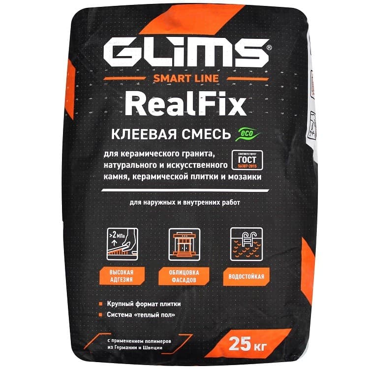 GLIMS RealFix Клей для керамогранита усиленный 25 кг