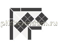 Top Cer Octagon Corner Lisbon-1 With 1 Strip Stand. (Tr.16, Dots 11, Strips 11) Черно-белый Матовый Угол 21,5х21,5х15 см