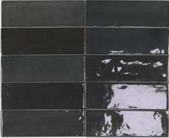 DNA tiles Safi 122103 Graphite Черная Глазурованная Настенная плитка 5,2х16 см