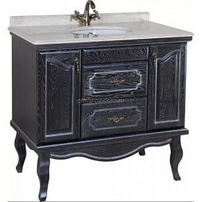 Bellezza Рим Тумба с 2 ящ. массив дуба черная (патина) серебро 110 см