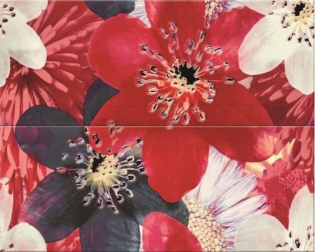 Opoczno French Lake Red Flower Панно (из 2х пл) 40х50