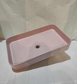 White Ceramic Blade, накладная прямоугольная раковина 65x40x11,5h см, розовый матовый