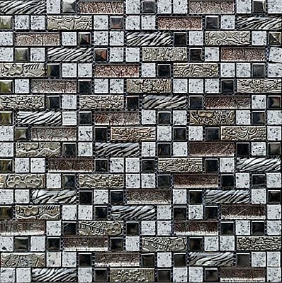 Bertini Mosaic Мозаика Миксы из стекла Silver brick mix Мозаика 1,5х1,5 сетка 30,5х30,5
