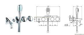 Vitra Istanbul A41809EXP Смеситель для ванны+ручной душ