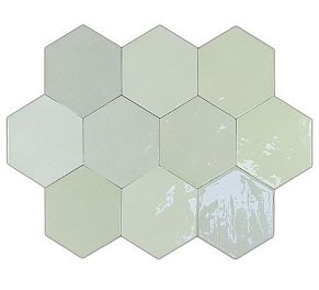 Wow Zellige Hexa 122083 Mint Зеленая Глазурованная Настенная плитка 10,8х12,4 см