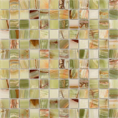 Caramelle Pietrine 7 мм Onice Verde Oliva Pol Микс Полированная Мозаика 29,8х29,8х0,7 (2,3х2,3) см