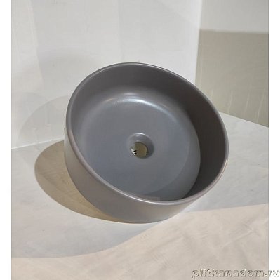 White Ceramic Slim, накладная круглая раковина Ø40x13h см, серый матовый
