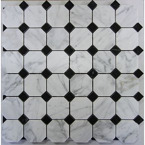 Art Natura Octagon Pattern Bianco Carrara + Nero Marquina Мозаика 30,5х30,5 см