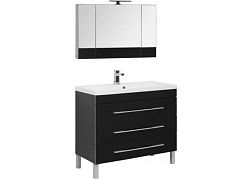 Комплект мебели для ванной Aquanet Верона NEW 100 черный (напольный 3 ящика)