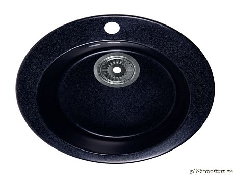 Rossinka RS47R-Black Мойка кухонная с сифоном, круглая 47, черная