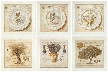 Фотоплитка Herbarium 1 Декор (3 шт. 20х20 + 3 шт. 10х10) см