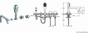 Vitra Istanbul A41813EXP Смеситель для ванны+ручной душ (на ванну)