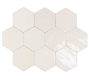 Wow Zellige Hexa 122078 White Белая Глазурованная Настенная плитка 10,8х12,4 см