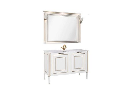 Комплект мебели для ванной Aquanet Паола 120 белый/золото (литьевой мрамор)