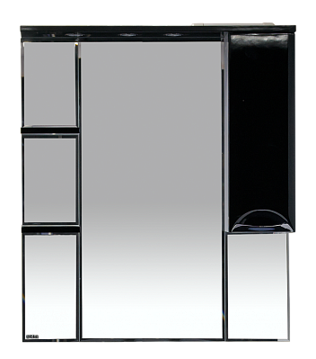 Зеркальный шкаф Misty Жасмин - 85 Зеркало - шкаф прав. (свет) черная эмаль П-Жас02085-021СвП