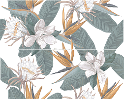 Azori Calacatta Ivori Strelitzia Микс Матовое Панно 40,2x50,5 (из 2-х плиток) см