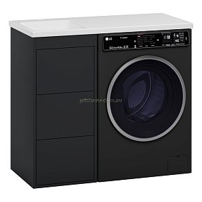 Brevita Grafit-40 L Тумба напольная 3 ящ. под стир. машину графит+раковина Камилла