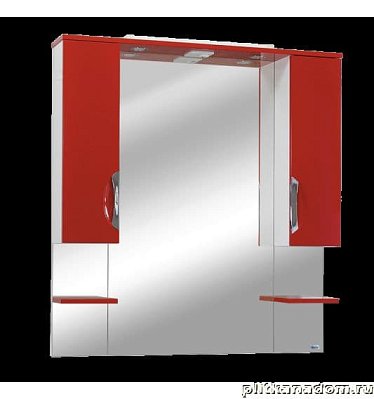Lindis Олимп-люкс 13605 Шкаф-зеркало 105, с подсветкой, красный глянец
