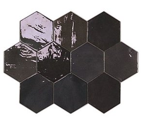 Wow Zellige Hexa 122087 Graphite Черная Глазурованная Настенная плитка 10,8х12,4 см
