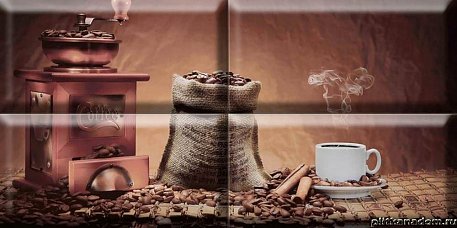 Absolut Keramika Coffee 10x20 Beans 2 Composicion Панно 20х40 (из 4-х плиток) см
