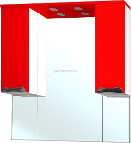 Bellezza Симона Зеркало-шкаф красное (свет.) 100 см