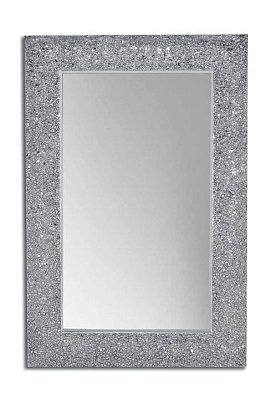 Boheme Aura 538 Зеркало с рамой из хрустального стекла, Серебро Глянец, с подсветкой 60х90