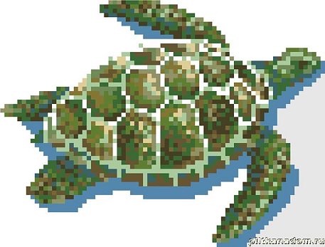 Альзаре Панно Черепаха A зеленая с тенью Мозаика 125,2x164,8 (2х2)