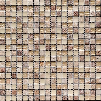 Bertini Mosaic Мозаика Миксы из стекла Gold stone-sand glass-resin Мозаика 1,5х1,5 сетка 30,5х30,5
