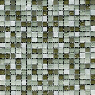 Bertini Mosaic Мозаика Миксы из стекла Khaki green mix Мозаика 1,5х1,5 сетка 30,5х30,5