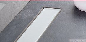 Confluo Frameless Line 850 White Glass Линейный трап PESTAN