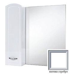 Зеркало-шкаф Bellezza Амелия 80 L белое, патина серебро
