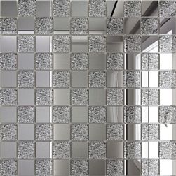 Компания ДСТ Зеркальная мозаика Серебро+Хрусталь С50х50 2,5х2,5 30x30 см