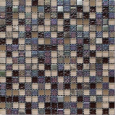 Bertini Mosaic Мозаика Миксы из стекла Dark imperador-brown-sand glossy-metal Мозаика 1,5х1,5 сетка 30,5х30,5