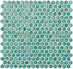 Atlas Concorde Dwell Turquoise Hexagon Gold Мозаика 30x30 см