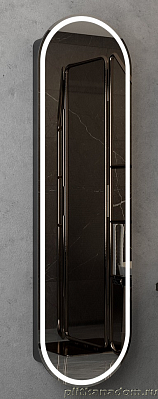 Зеркало-шкаф Континент Elmage 450х1600 с подсветкой (черный) МВК048