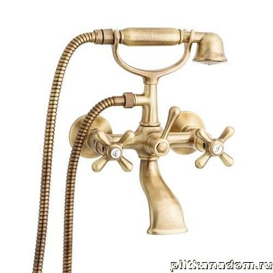 Emmevi Rubinetterie Deco Classic 12011 Смеситель для ванной с ручным душем,настенный (золото)