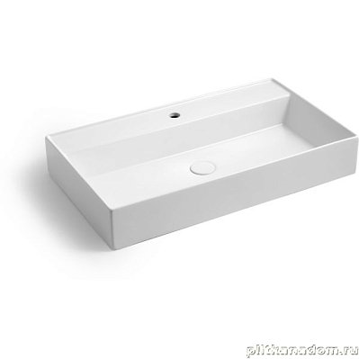 White Ceramic Like, накладная/подвесная прямоугольная раковина с отверстием п/с 80x46x13h см, б