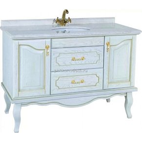 Bellezza Рим Тумба с 2 ящ. массив дуба белая (патина) золото 100 см