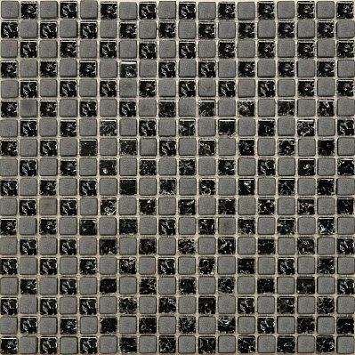 Росмозаика Мозаика стеклянная № 2023 шахматка черная колотая-черная матовая 1,5х1,5 30х30 см
