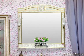 Sanflor Адель Зеркало 100, белое с патиной золото