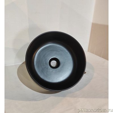White Ceramic Slim, накладная круглая раковина Ø40x13h см, черный матовый