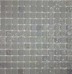 Gidrostroy Стеклянная мозаика L-032 Серая Глянцевая Рифленая 31,7x31,7 (2,5х2,5) см