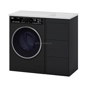 Brevita Grafit-40 R Тумба напольная 3 ящ. под стир. машину графит+раковина Гавана