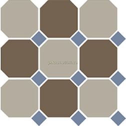 Top Cer Octagon New 4401+29 OCT11-A Beige 01 Coffe Brown 29 Octagon-Blue Cobalt 11 Dots Керамогранит 30x30 см