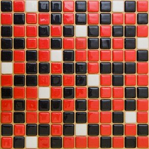 MVAPrintMosaic Мозаика стеклянная Микс 25FL-S-032 Черный + Красный + Белый 31,5х31,5 см