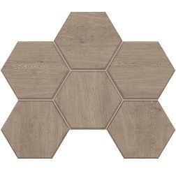 Estima Classic Wood Dark Grey CW 02 Hexagon Серая Матовая Мозаика 25х28,5 см