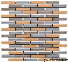 Bars Crystal Керамическая мозаика Orange Brick Mosaic 1,5х7,2 Мозаика 30,45х30,45 см