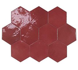 Wow Zellige Hexa 122084 Wine Красная Глазурованная Настенная плитка 10,8х12,4 см