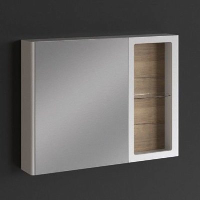 Норта Александрия Зеркальный шкаф правый с одной дверкой белый-дуб (60)