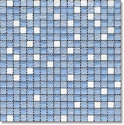Bertini Mosaic Мозаика Миксы из стекла  White stone-blue glass Мозаика 1,5х1,5 сетка 30,5х30,5
